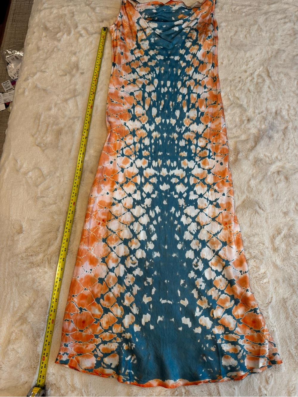 Young Fabulous & Broke, Tie-Dye Bodycon Midi Dress in Teal, Rust & White - Picture 7 of 7
